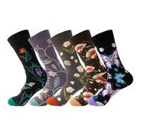 Angelteers 5 Pairs Cute Animal Crew Socks Fun Casual Cotton Calf Socks for Women, Flower, One size
