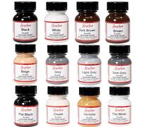 Angelus Acrylic Leather Paint Starter Kit Set of 12 Pack Paint 1oz Blacks, Browns, Whites, Grey, Beige, Cream
