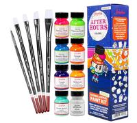 Angelus Leather Paint Kit, 13 Piece Set with 8 Flexible Acrylic Paints (1 oz Each) & 5-Piece Brush Set, Customize Sneakers, Leather, Canvas, Wood, Denim, Vinyl & More (After Hours)
