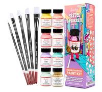 Angelus Leather Paint Kit, 13 Piece Set with 8 Flexible Acrylic Paints (1 oz Each) & 5-Piece Brush Set, Customize Sneakers, Leather, Canvas, Wood, Denim, Vinyl & More (Pastel Daydream)