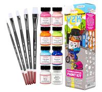 Angelus Leather Paint Kit, 13 Piece Set with 8 Flexible Acrylic Paints (1 oz Each) & 5-Piece Brush Set, Customize Sneakers, Leather, Canvas, Wood, Denim, Vinyl & More (Y2K)