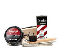Angelus Shoe Shine Kit, Black- Boot and Shoe Polish Wax, Shoe Cream 3oz, Horsehair Brush, Dauber, and Cloth | 5 Piece Set, Gift Idea for Father's Day, Dad, Husband