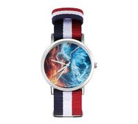 AngelWings Fire Casual Nylon Braided Strap Watch Unisex Non-Scale Wristwatch Easy Read Analog Watches
