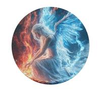 AngelWings Fire Round Wooden Puzzle Letter on Back