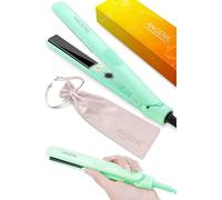 ANGENIL Pro Green Mini Straighteners Ceramic Plate, 2 in 1 Mini Hair Straightener and Curler, Dual Voltage Travel Small Flat Iron for Short Hair