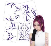 Angenster Demon Temporary Tattoos,K-pop Tattoos Purple Anime Fake Tattoo Stickers,Waterproof Body Art Decor for Halloween Cosplay, Festival Party Face Accessories (Style G)