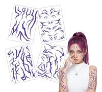 Angenster Demon Temporary Tattoos,K-pop Tattoos Purple Anime Fake Tattoo Stickers,Waterproof Body Art Decor for Halloween Cosplay, Festival Party Face Accessories (Style F)