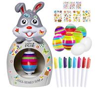 Angenster Easter Egg Decorator Kit, Bunny Egg Spinner Decorating Machine Egg Decorating Kit with Cartoon and Diamond Stickers, DIY Craft Egg Decoration Set Easter Toy Gift for Kids (Style D, F)