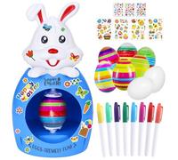 Angenster Easter Egg Decorator Kit, Bunny Egg Spinner Decorating Machine Egg Decorating Kit with Cartoon and Diamond Stickers, DIY Craft Egg Decoration Set Easter Toy Gift for Kids (Style C, F)