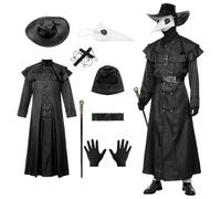 Angenster Plague Doctor Costume - Halloween Costume with Plague Doctor Mask, Scepter, Gloves, Necklace, Belt Pouch - Steampunk Fancy Dress for Adults (Female, S)