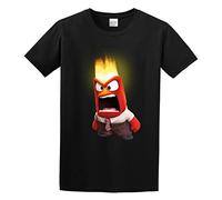 Anger Inside Out Funny Cartoon Fire Businessman Men's T-Shirt Unisex Black Cotton Hip Hop Print Tee Shirts XXL