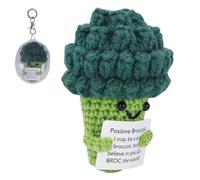 Angerbaby Handmade Mini Crochet Emotional Support with Positive Card, Uplifting Gifts for Women Men Teens Friends Coworkers Birthday Graduation, Broccoli