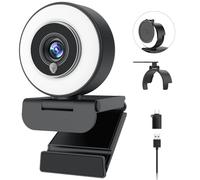 Angetube 4K Webcam with Ring Light, Computer Web Camera for Desktop, Laptop