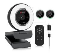Angetube Streaming Webcam with Microphone - 1080P 60FPS USB Web Cam with Ring