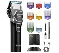 ANGFAN Professional Cordless Hair Clippers for Men - 8000RPM 5-Speed Motor with 440C Black Oxide Blades, Barber Clippers Kit with Charging Dock & 8 Guards,Salon Grade Hair Cutting Set for Barbers