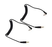 ANGGREK 3.5mm to Male Flash PC Sync Cable, Coiled Camera Flash Cable with Screw Lock, 30cm to 80cm Length for Digital Cameras and External Flashes
