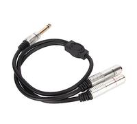 ANGGREK 6.35mm Mono Male Plug to Dual 6.35mm Female Jack Cable Y Splitter, Gold Plated Stereo Adapter Cable 1/4 Inch TRS Male to Dual 1/4 Inch TS Female Cable 20CM Length