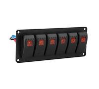 ANGGREK 6 Gang LED Rocker Switch Panel 12V-24V Aluminum Marine Switch Panel with Label Stickers for Cars RVs Boats Yachts (Orange)