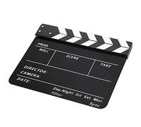 ANGGREK Acrylic Clapperboard, 30x25cm Movie Director Board, Prop for Filmmaking and Hollywood Parties (White striped blackboard (PAV1BBE))