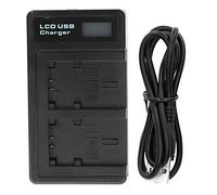 ANGGREK Camera Battery Charger, Portable Mini LCD Display Dual USB Charger with Overcharge Protection and Safety Circuit Design for NP FV100