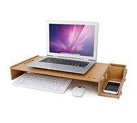 ANGGREK DIY Office Desktop Monitor Riser Desk Storage Box Wooden Rack PC Laptop Stand Organizer with Pen Holder, Nordic Exquisite Style, Thick and Simple, Flower-Shaped Vents for Round