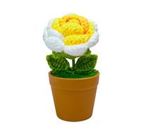 ANGGREK Hand Knitted Crochet Rose Potted Plant Artificial Woolen Flower Handmade Knitted Simulation Flower with Premium Materials for Home Decor Office (4)