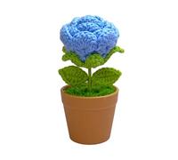 ANGGREK Hand Knitted Crochet Rose Potted Plant Artificial Woolen Flower Handmade Knitted Simulation Flower with Premium Materials for Home Decor Office (5)