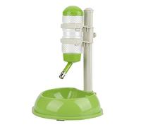 ANGGREK Pet Standing Water Dispenser Adjustable Dog Bowl with 500ml Bottle 1800g Food Container Height Adjustable for Dogs Cats Small Medium Large Pets (Green)