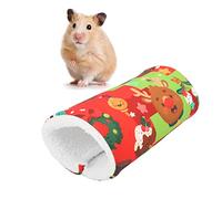 ANGGREK Small Pet Hamster Winter Warmth Channel Cotton, Cute Cartoon Image, Suitable for Guinea Pigs, Chinchillas, Hamsters, with Christmas and Halloween Cage Decorations (Red)