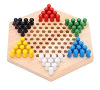 ANGGREK Wooden Chinese Checkers Board Game Set 6-Sided Chess Board with 60 Colorful Glass Marbles for Family Adults Kids