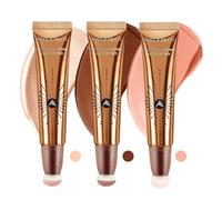 Angicolour 3PCS Cream Bronzer, Lightweight Contour Stick, Blends Well, Liquid Blush, Contour, Highlighter, Long Lasting, Smooth, Waterproof, Vegan & Cruelty-free (01+02+05, 36ml)
