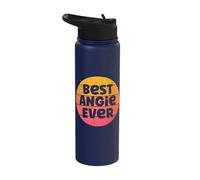 Angie Name Retro Sunset Graphic Best Angie Ever Stainless Steel Insulated Water Bottle
