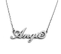Angie Personalised Name Necklace Silver Tone, Custom Dainty Name Pendants, Jewellery for Ladies, Girlfriend, Mother, Sister, Friends