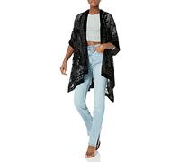ANGIE Women's Velvet Kimono Transitional Jacket, Black, One Size