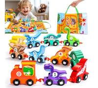 Anginne Dinosaur Wooden Train with 2-in-1 Play Mat/Storage Bag - Dinosaur Toy from 1 Year Games from 2 3 4 Years - Montessori Toy from 1 Year - Gift for Boys Girls 1-4 Years