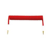 Angitu 3.5mm TRRS to TRRS Spring Coiled Cable for Split Mechanical Keyboard RODE Sc7 by VIDEOMIC GO Video Micro-Type Mics Audio Cord Angle Cables (Straight trrs Coil 17CM Red)