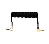 Angitu 3.5mm TRRS to TRRS Spring Coiled Cable for Split Mechanical Keyboard RODE Sc7 by VIDEOMIC GO Video Micro-Type Mics Audio Cord Angle Cables (90 trrs Coil 17CM Black)
