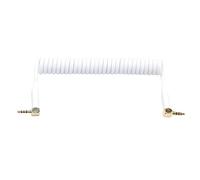 Angitu 3.5mm TRRS to TRRS Spring Coiled Cable for Split Mechanical Keyboard RODE Sc7 by VIDEOMIC GO Video Micro-Type Mics Audio Cord Angle Cables (90 trrs Coil 17CM White)