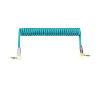 Angitu 3.5mm TRRS to TRRS Spring Coiled Cable for Split Mechanical Keyboard RODE Sc7 by VIDEOMIC GO Video Micro-Type Mics Audio Cord Angle Cables (90 to 90 trrs Coil 17CM 16+Blue)