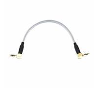Angitu 3.5mm TRRS to TRRS Spring Coiled Cable for Split Mechanical Keyboard RODE Sc7 by VIDEOMIC GO Video Micro-Type Mics Audio Cord Angle Cables (90 trrs 25CM Black+White)