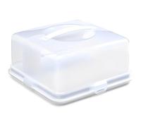 ANGIX 1 x Square Cake Box with Handle, 4 Locking Clips, Portable Cake Container, Clear Plastic Cake Box, Transparent Cake Holder with Lid for Transporting, Storing & Displaying Cakes