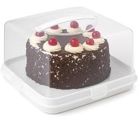 ANGIX 1 x Square Cake Box with Handle, 4 Locking Clips, Portable Cake Container, Clear Plastic Cake Box, Transparent Cake Holder with Lid for Transporting, Storing & Displaying Cakes