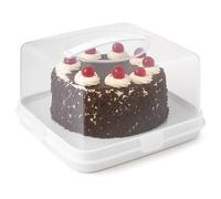 ANGIX 1 x Square Cake Box with Handle, 4 Locking Clips, Portable Cake Container, Clear Plastic Cake Box, Transparent Cake Holder with Lid for Transporting, Storing & Displaying Cakes