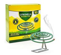 ANGIX 10 x Citronella Incense Coils with Stand - Each Coil Burns Up to 6 Hours Long Lasting Outdoor Insect & Mosquito Repellent Spirals for Garden Camping BBQ Patios & Porches