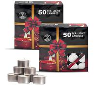 ANGIX 100 Tealight Candles - 8 Hour Burn, Unscented, Non-Toxic, Dripless & Smokeless