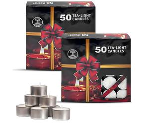 ANGIX 100 Tealight Candles - 8 Hour Burn, Unscented, Non-Toxic, Dripless & Smokeless