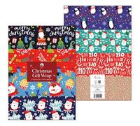 ANGIX 16 x Large Sheets of Christmas Wrapping Paper 70 x 50cm Cute & Traditional Assorted Designs Xmas Present Wrapping Paper for Gift Wrap