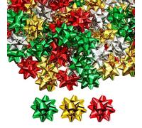 ANGIX 20 x Metallic Gift Bows Self Adhesive Decorative Beautiful Gift Wrapping Pull Bows For Christmas, New Year & Party Presents (Red, Gold & Green)