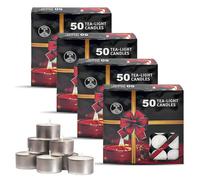 ANGIX 200 Tealight Candles - 8 Hour Burn White Long Lasting Tea Lights, Unscented Non-Toxic, Shrink Wrapped, Dripless & Smokeless Household