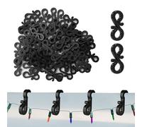 ANGIX 25 x S Shaped Gutter Hooks, Weatherproof & Reusable Mini Plastic Gutter Hanging Hooks/Clips Hangers for Outdoor Rope Christmas Xmas Icicle Fairy String Lights Decorations - Black